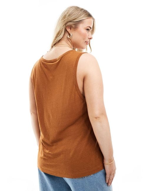 ASOS Orange Asos Design Curve Linen Look Scoop Neck Vest