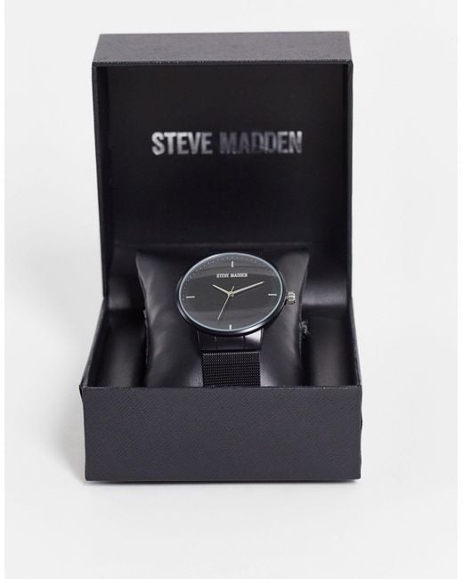 Steve Madden Black Watch With Mesh Strap for men