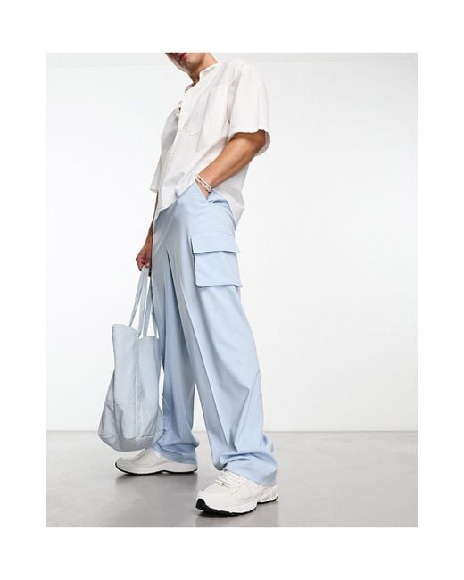 Pantalon cargo ample et élégant - poudré ASOS pour homme en coloris Blue