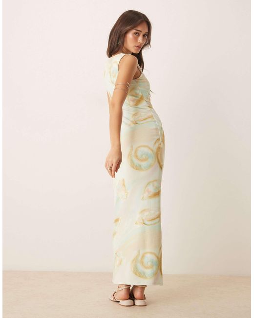 ASOS Natural – ärmelloses midikleid mit weicher haptik und muschelprint