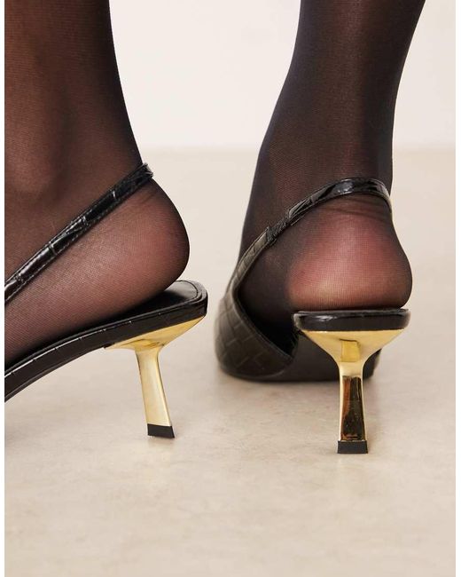 Raid Brown Laura Kitten Heel Slingback Shoes
