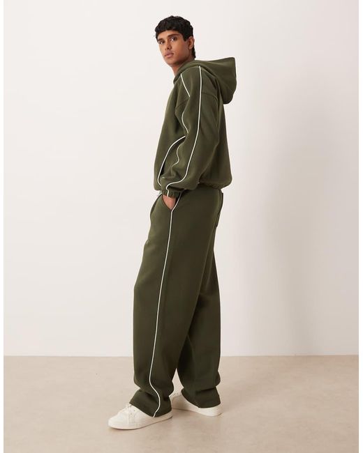 ASOS Green Co-ord Super baggy jogger With Side Piping for men