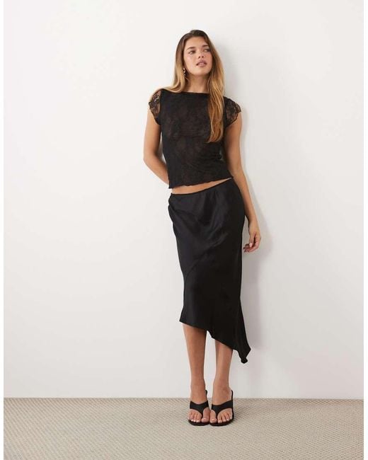 ASOS Black Sheer Lace Cap Sleeve Top