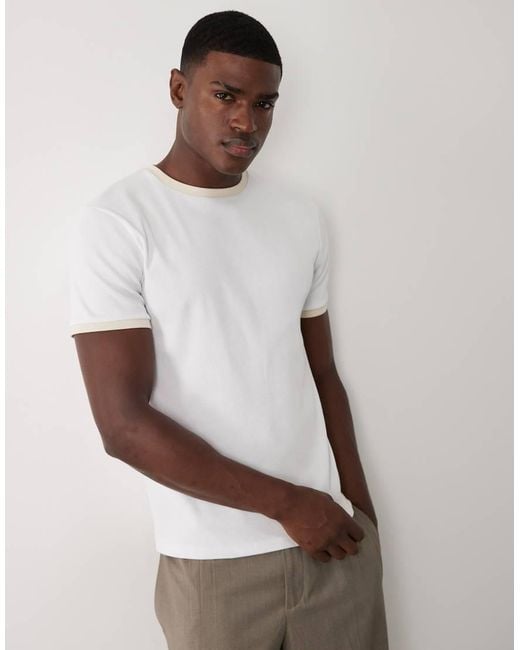 ASOS Brown Slim T-shirt With Contrast Trim for men