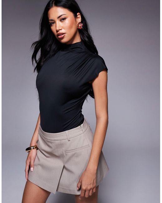 Body près du corps à mancherons et col montant ASOS en coloris Blue