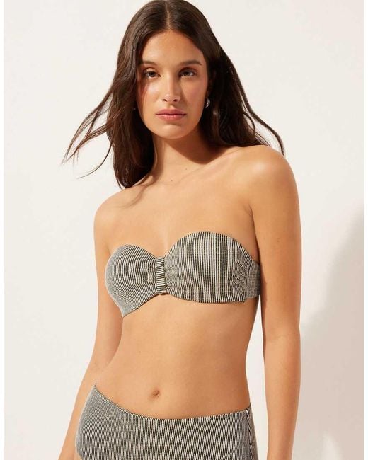 Calzedonia Green Fuller Bust Bandeau Bikini Top Golden Stripes