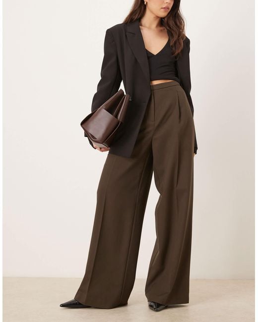 Mango Brown Seam Front Tailored Pants