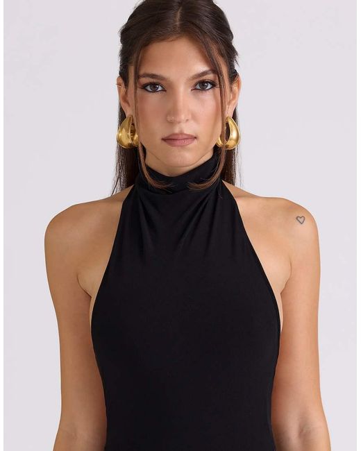 House Of Cb White Sadira Draped Jersey Open Back Maxi Dress