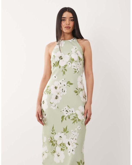 Vila Natural Racer Satin Midi Dress