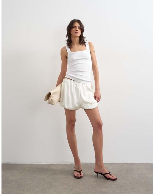 TOPSHOP White Rib Scoop Neck Singlet