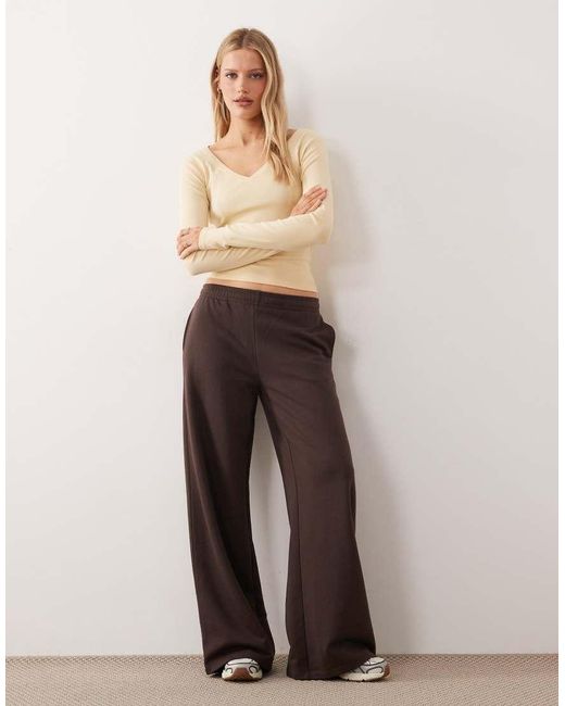 Gina Tricot Natural Co-ord Wide Leg Sweatpant Bottoms