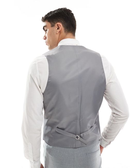 ASOS Gray Skinny Waistcoat for men
