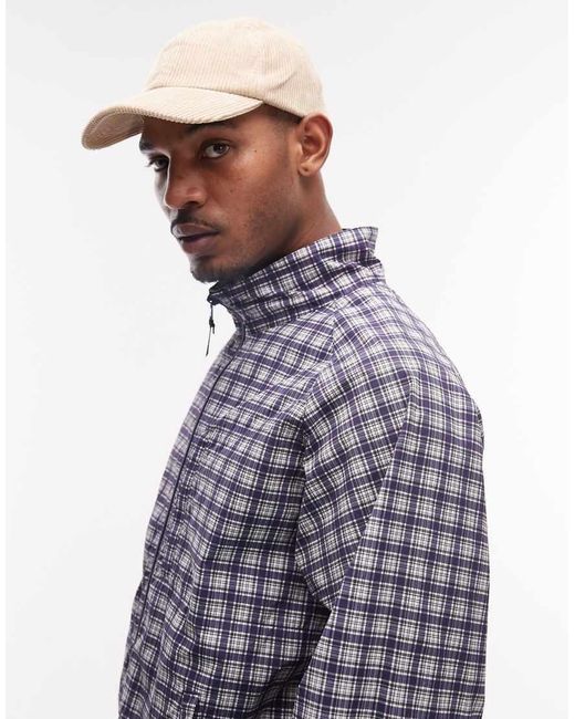 Gramicci Blue Checkered Shell Zip Up Jacket for men