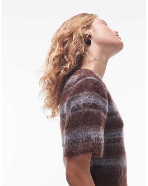 & Other Stories Multicolor Mohair Wool Blend Hairy Knitted Top