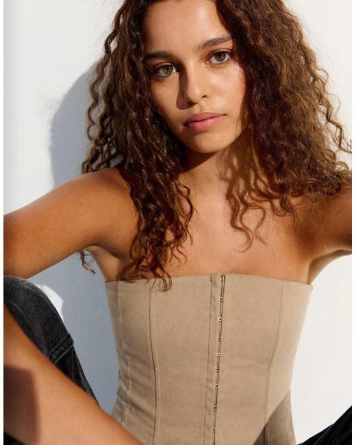 Bershka Natural Corset Bandeau Top