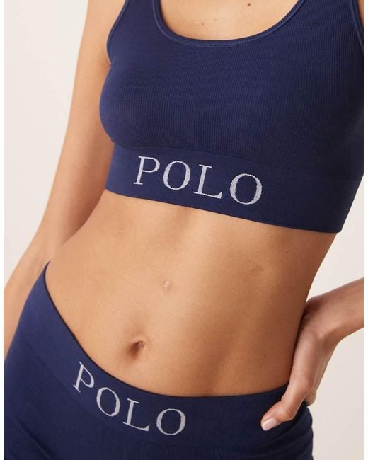 Polo Ralph Lauren Blue Ribbed Seamless Scoop Tank Bralette