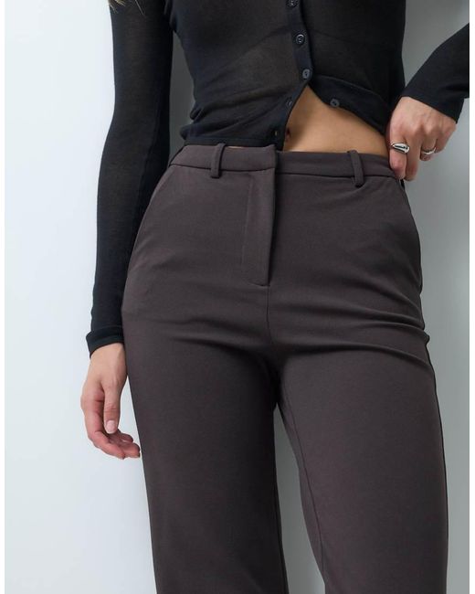 Vero Moda Black Straight Leg Jersey Trousers With Belt Loops