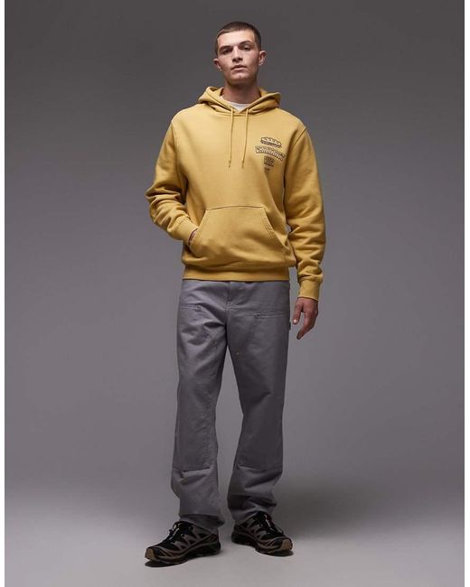 Carhartt Yellow Sandwich Motif Back Hooded Sweatshirt for men
