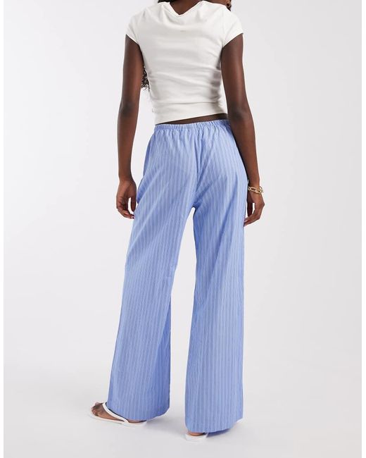 Gap Blue Crinkle Tie Waist Cotton Trousers