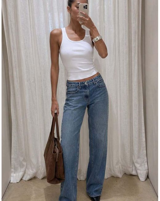 NA-KD Blue Route Mid Waist Straight Jeans