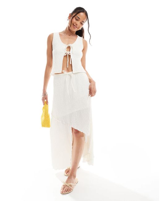 Miss Selfridge White – strukturierter, asymmetrischer maxi-boho-rock aus jersey