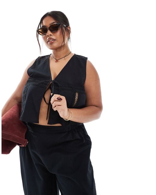 Esmee Curve Blue Exclusive Lace Panel Waistcoat