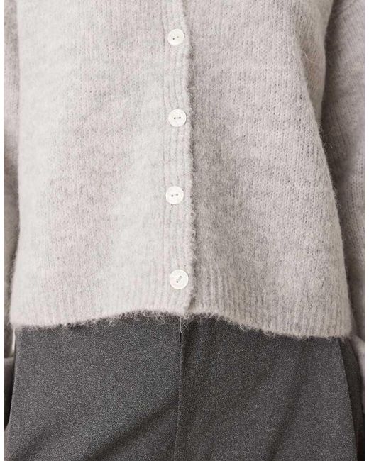 Gina Tricot Gray V Neck Knitted Wool Alpaca Cardigan