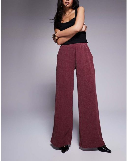 ASOS Broek Met Wijde Pijpen En Textuur in het Purple