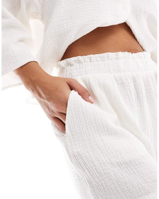 Vero Moda White Textured Shorts Co-ord