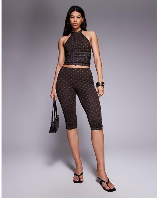 Kaiia Gray Exclusive Double Layered Slinky Mesh Halterneck Top Co-ord