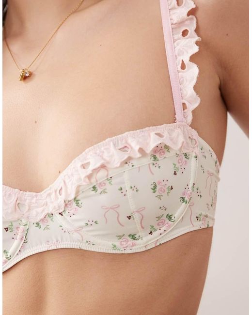 Wild Lovers Brown Scarlett Ditsy Floral Underwired Bra With Frill Detail