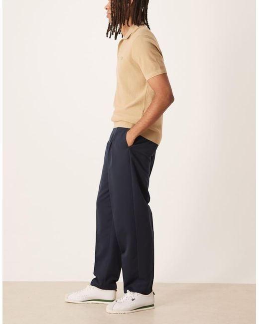 ASOS Blue Smart Pleated Oversized Tapered Trousers for men