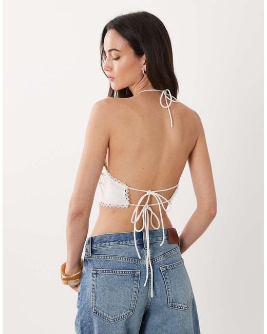 Miss Selfridge Blue Cut Work Bra Top
