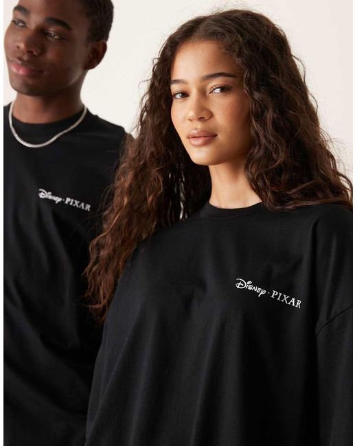 T-Shirt Oversize Nera Con Stampa Disney Pixar Con I Personaggi Di Up di ASOS in Black da Uomo