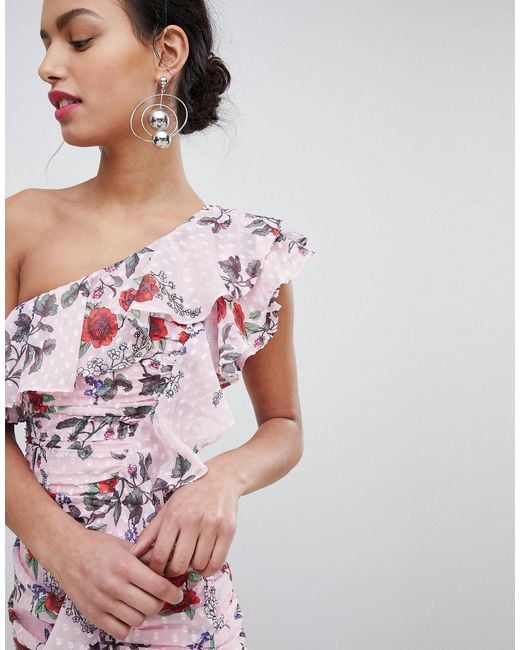 Keepsake Pink One Shoulder Floral Maxi Dress