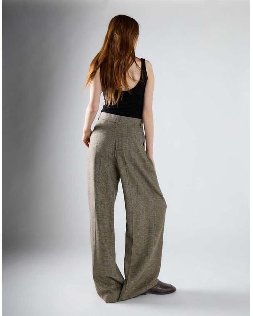 Glamorous Gray Pleated Tailored Wide-Leg Trousers