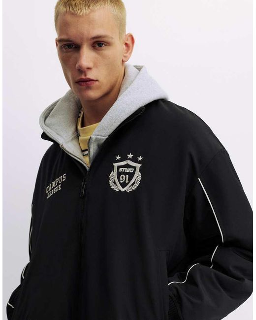 Pull&Bear Blue Stwd Embroidered Jacket for men