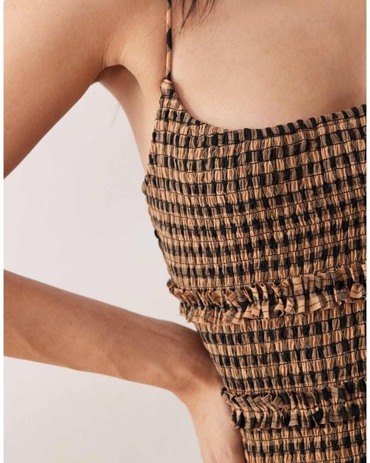 asos brown gingham dress ASOS Design - Cami Midi Dress - Women - Polyester/Spandex - XS