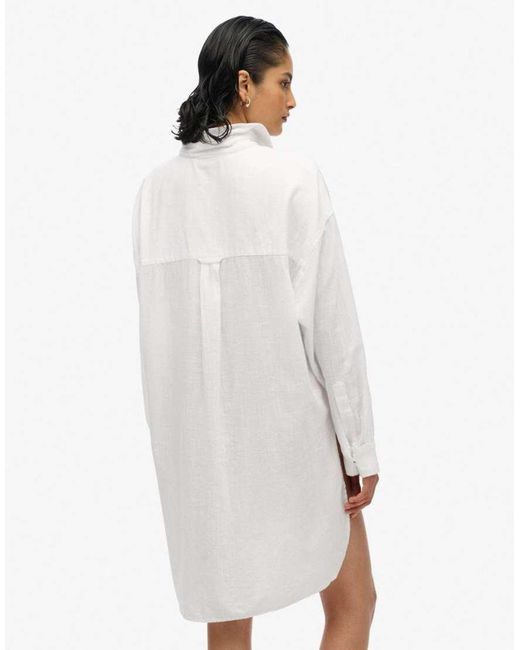 Superdry White Ibiza Longline Beach Shirt