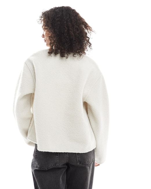 Pieces White Short Teddy Jacket