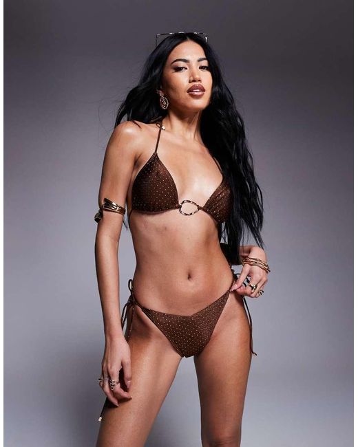 South Beach Black Studded Tieside Bikini Bottom