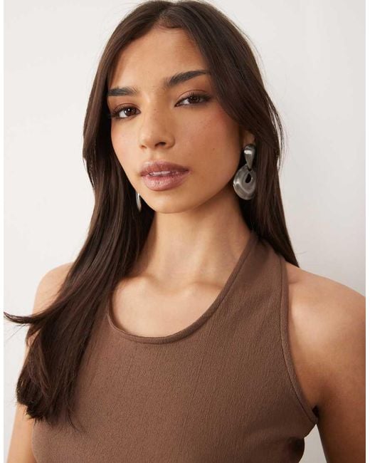 ASOS Brown Textured Crepe Halter Neck Top Co-Ord