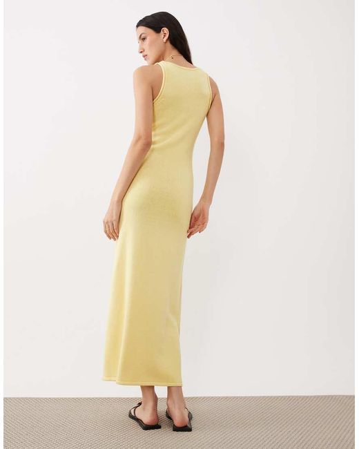 ASOS Natural Knitted Cotton Blend U-scoop Maxi Dress