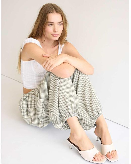 Stradivarius White Heeled Thong Sandals