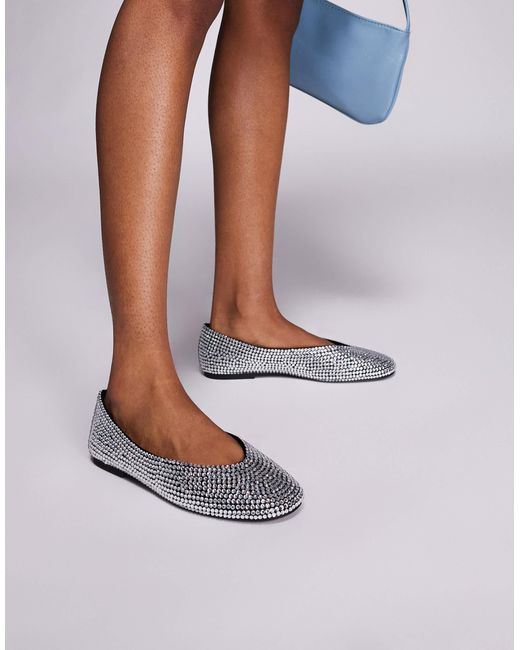 Steve Madden White Darts-r Rhinestone Embellished Ballet Flats