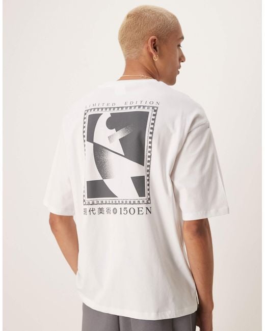SELECTED White Oversized T-shirt With Backprint for men