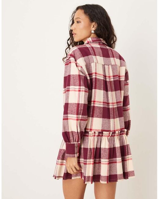 ASOS Red Mini Shirt Dress With Dropped Waist