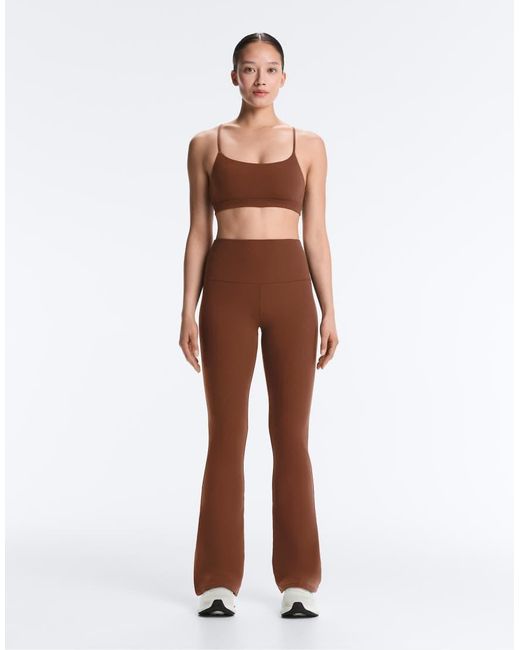 Oysho Brown Comfortlux High-Rise Flare Trousers