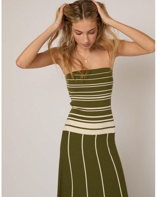 Nobody's Child Green Bandeau Knitted Midi Dress