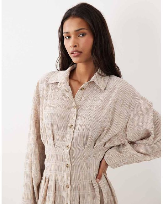 ASOS Natural Cinched Detail Maxi Shirt Dress